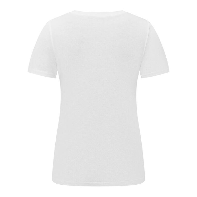 H&H Women's Short Sleeve Stretch Scoop Neck Tee, White, hi-res