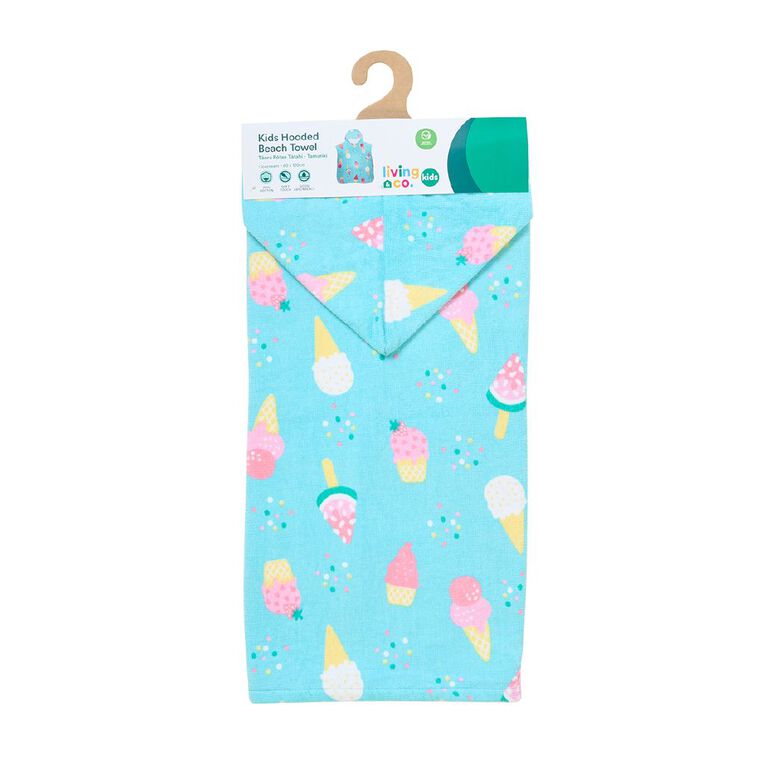 Living & Co Kids Hooded Towel Ice Cream 60cm x 120cm, , hi-res