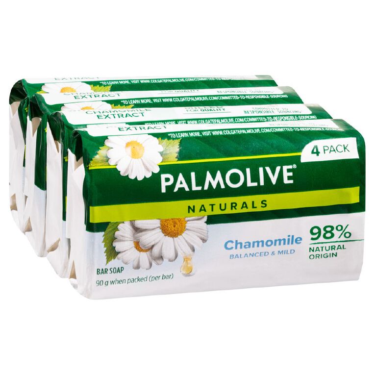 Palmolive Naturals Chamomile Balanced & Mild Soap 90g 4 Pack White, , hi-res