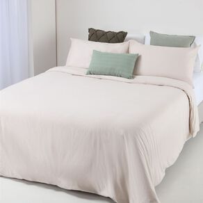 Living & Co Duvet Cover Set Cotton Linen Natural Queen