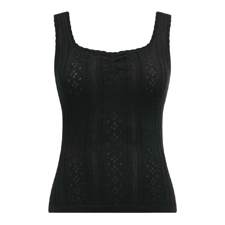 BRDRLESS Pointelle Cami, Black, hi-res