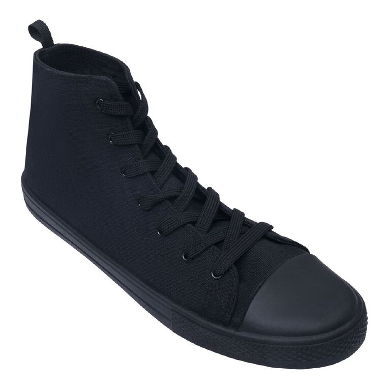 H&H Adults Unisex Freestyle Canvas High Top Sneakers, Black/Black, hi-res