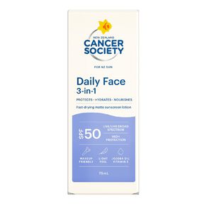 Cancer Society NZ Daily Face 3-In-1 SPF50 Sunscreen 75ml
