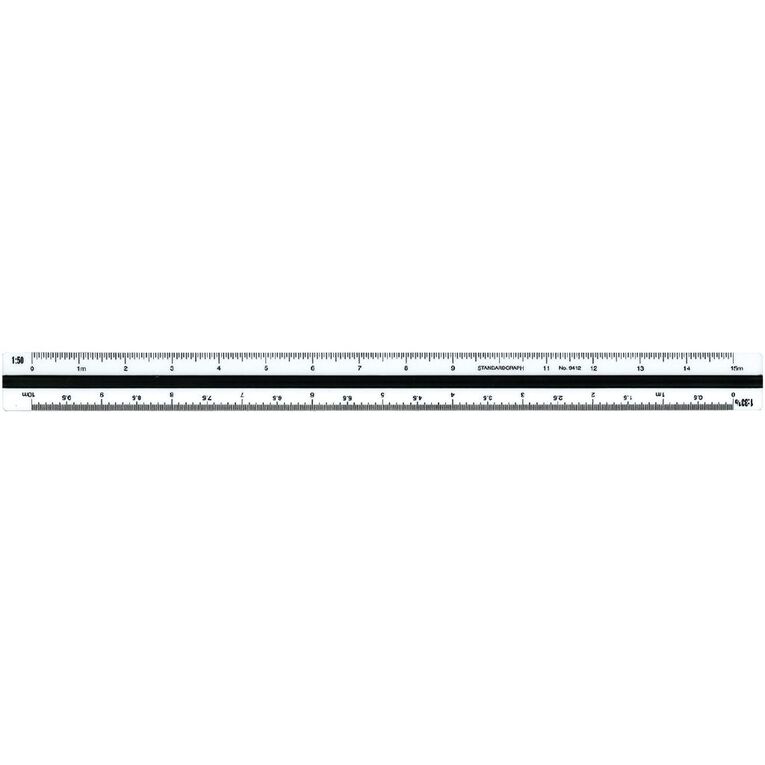 Standardgraph 9412 Tri Scale Ruler Tech School Clear, , hi-res