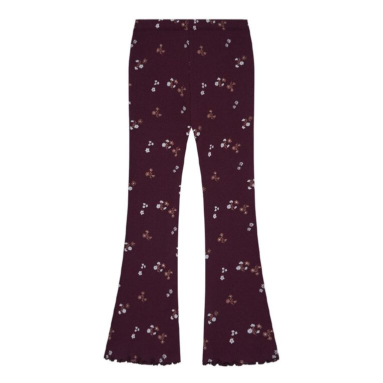 Young Original Printed Rib Flare Leggings, Red Mid, hi-res