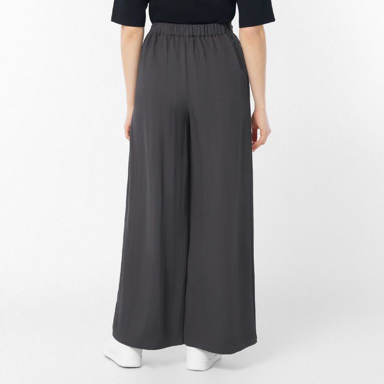 H&H Women's Textured Pleat Front Wide Leg Pants, Grey Dark, hi-res