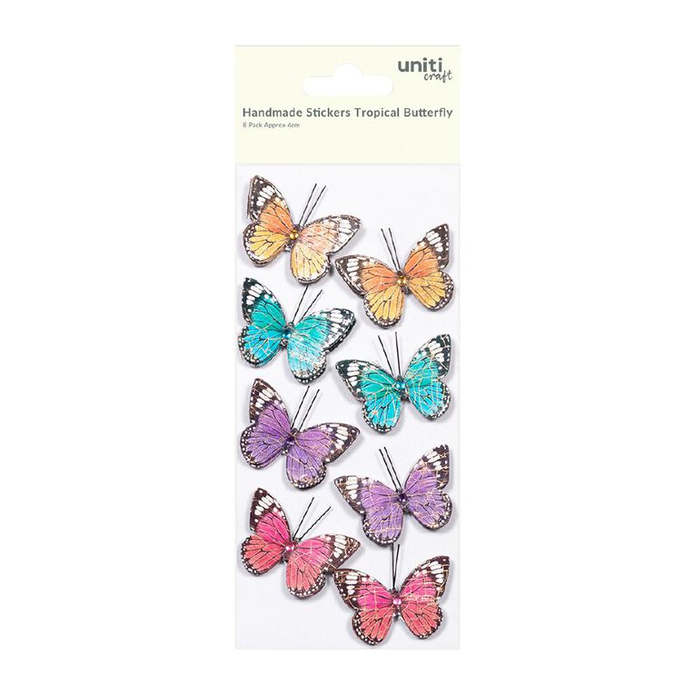 Uniti Handmade Sticker Tropical Butterfly Citrus Orchid 5 Piece, , hi-res