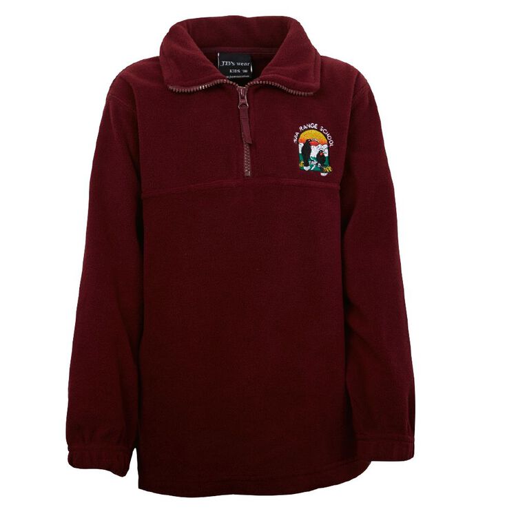 Schooltex Huia Range Polar Fleece Top with Embroidery, Maroon, hi-res