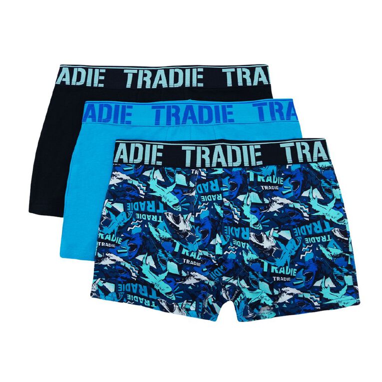 Tradie Men's Trunks 3 Pack, Blue Dark, hi-res