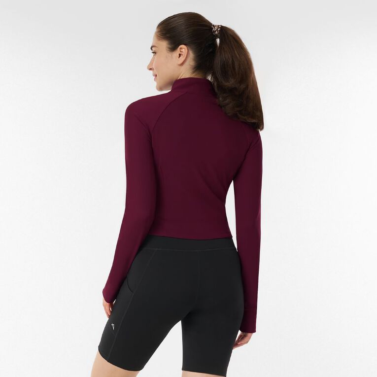 Active Intent Women's Rib Run Zip Sweat, Red Mid, hi-res