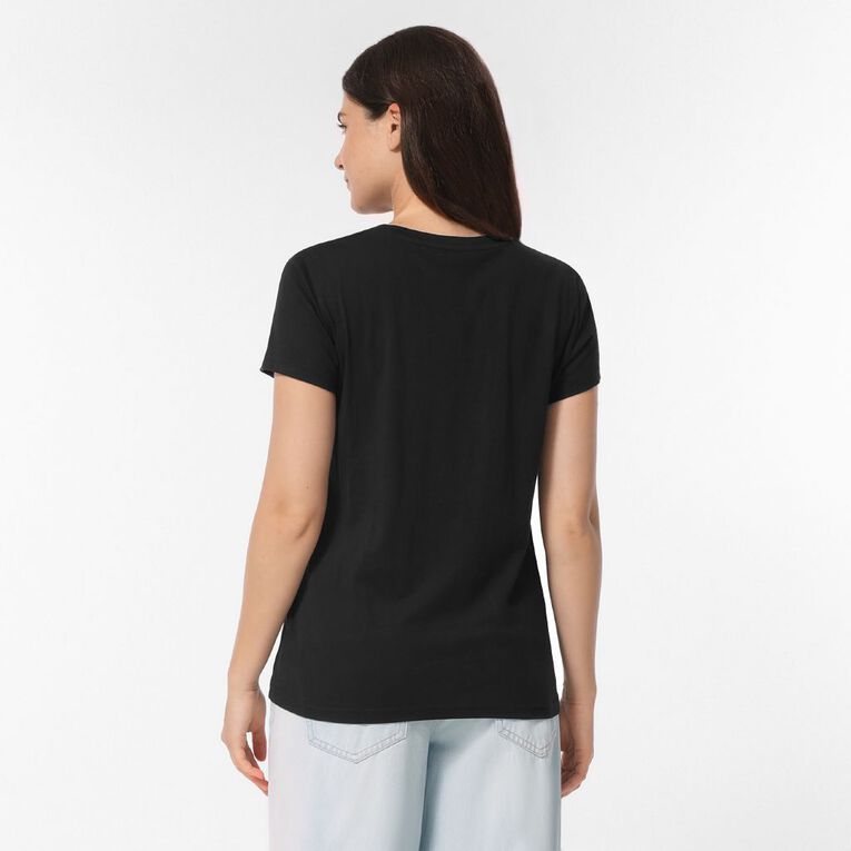 H&H Women's Short Sleeve V-Neck Cotton Tee, Black, hi-res