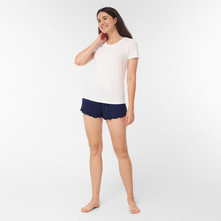 H&H Women's Comfy Pyjama Shorts, Blue Dark, hi-res