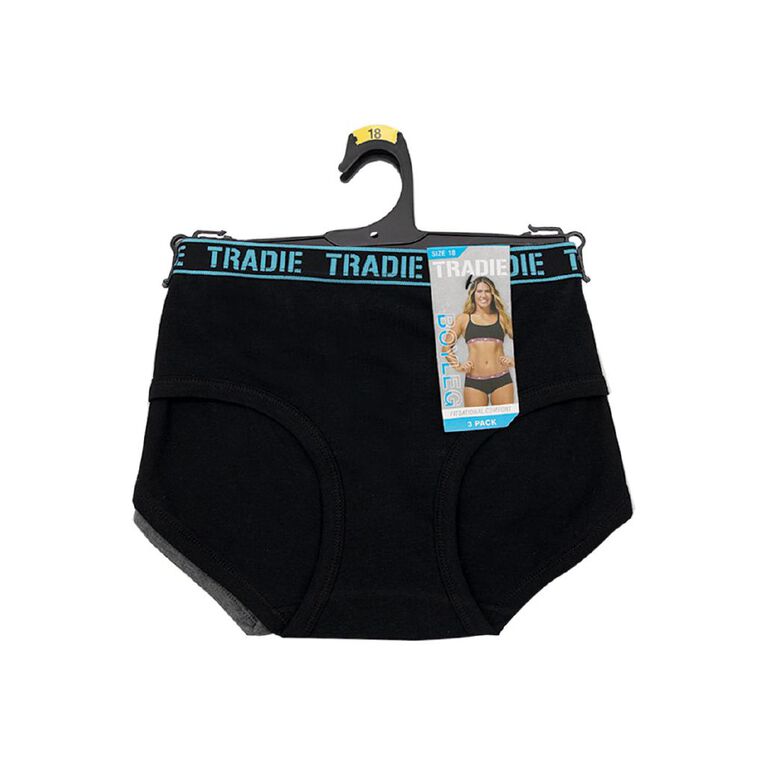 Tradie Women's Curve Boyleg 3 Pack, Black S26 RHYTHM, hi-res