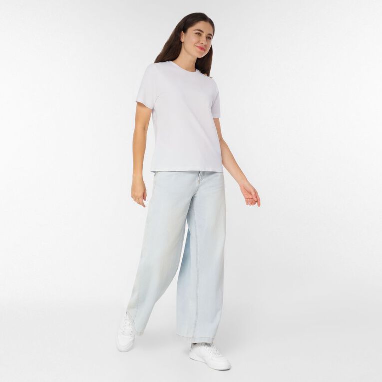 H&H Women's Button Tee, White, hi-res