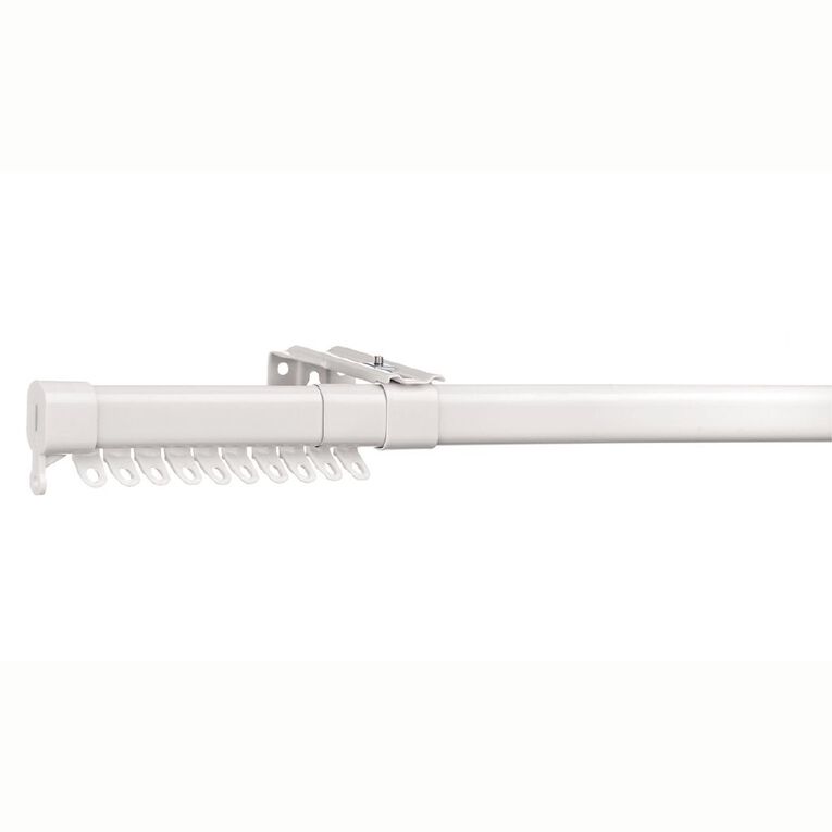 Living & Co Extendable Hand Drawn Curtain Track White 120-200cm, White, hi-res