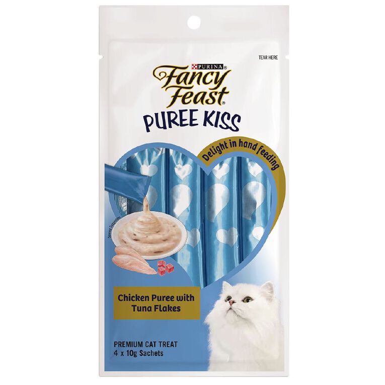 Fancy Feast Puree Kiss Cat Treats Chicken wwith Tuna Flakes 40g