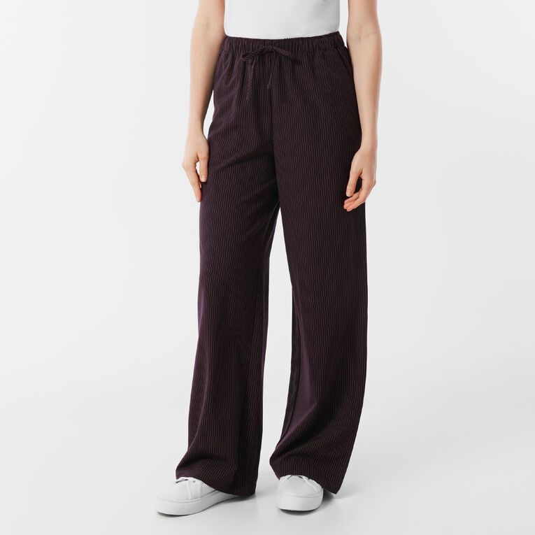 H&H Women's Wide Leg Pinstripe Pants, Purple Dark, hi-res