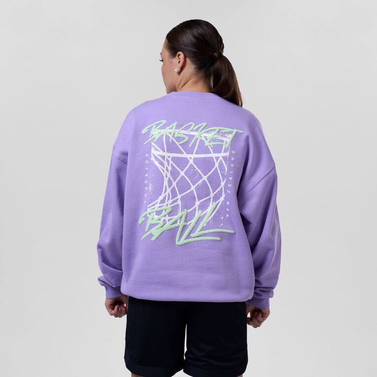 Basketball NZ Crew Sweatshirt, Purple Mid, hi-res