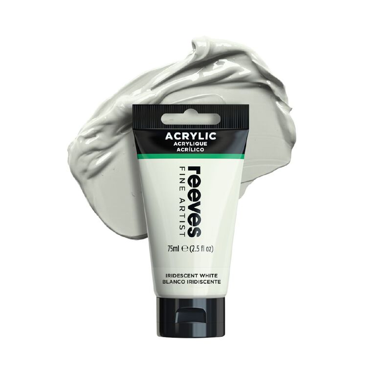Reeves Fine Acrylic Paint Iridescent White 75ml, , hi-res