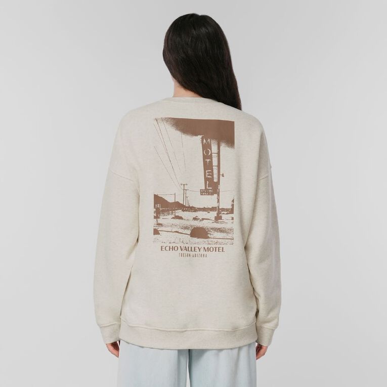 H&H Women's Long Sleeve Oversized Crew, Brown Light, hi-res