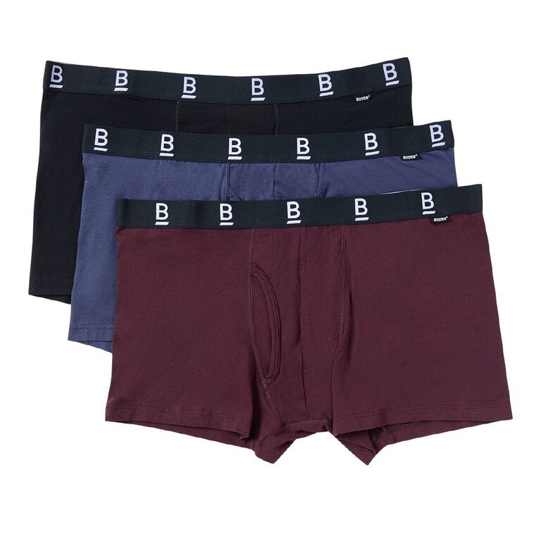 B FOR BONDS Men's Trunks 3 Pack, Maroon, hi-res
