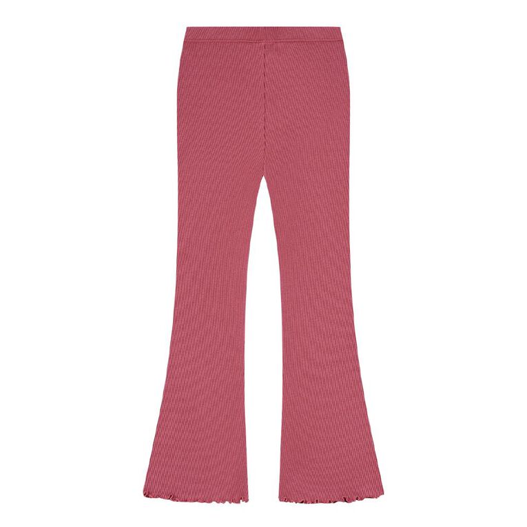 Young Original Rib Flare Leggings, Pink Dark, hi-res