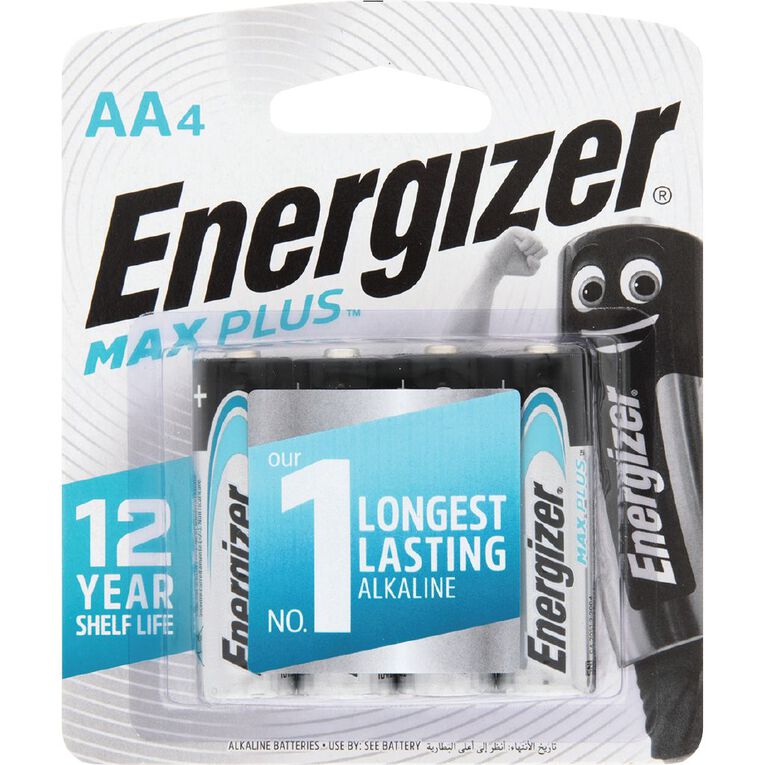 Energizer Max Plus Alkaline Batteries AA 4 Pack 4 Pack, , hi-res