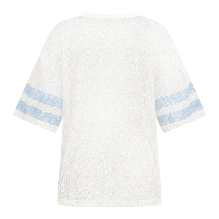 BRDRLESS Aria Lace Short Sleeve Sport Tee, White, hi-res