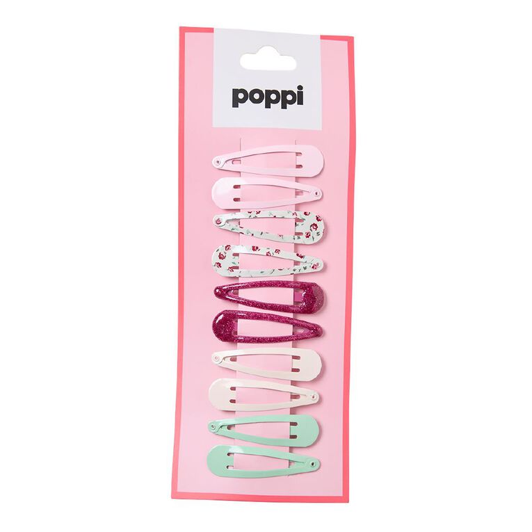Poppi Hair Clips Cherry and Mint 10 Pack, , hi-res