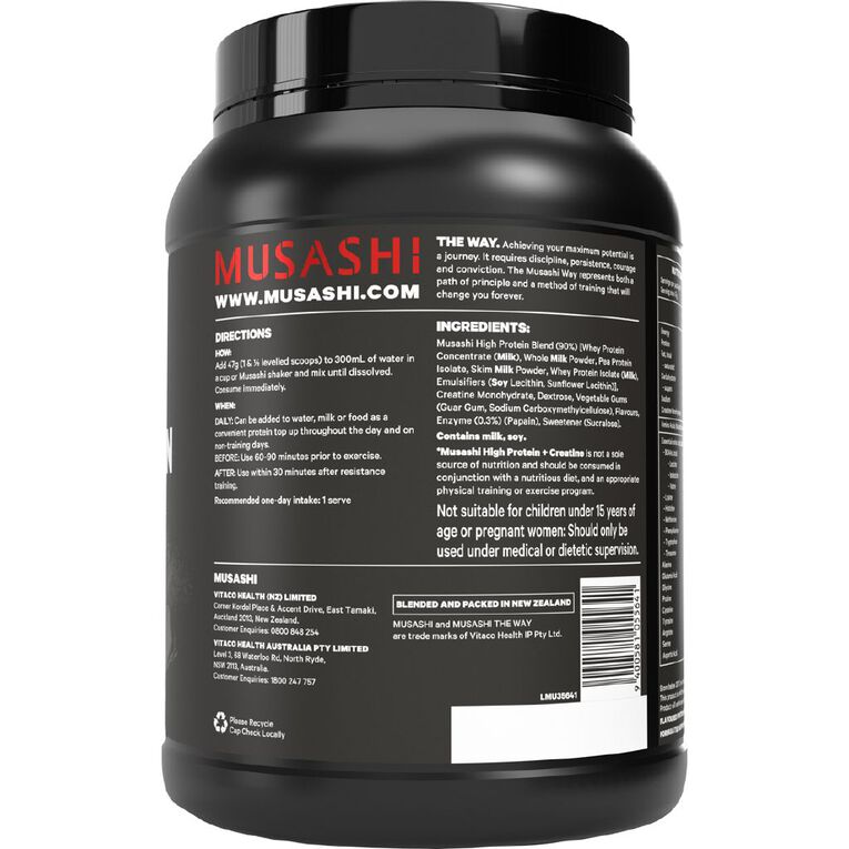 Musashi High Protein + Creatine Vanilla 900g, , hi-res