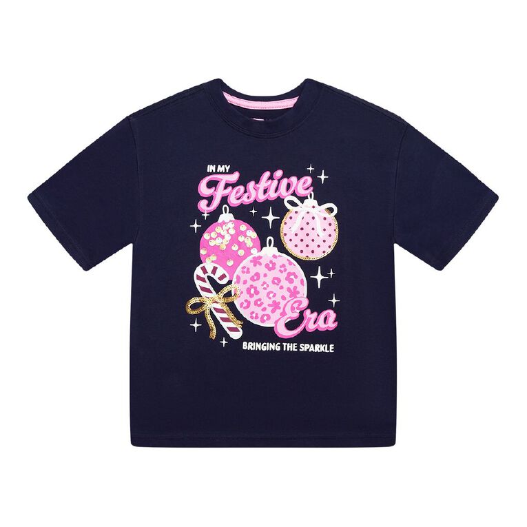 Young Original Short Sleeve Oversized Christmas Tee, Blue Dark, hi-res