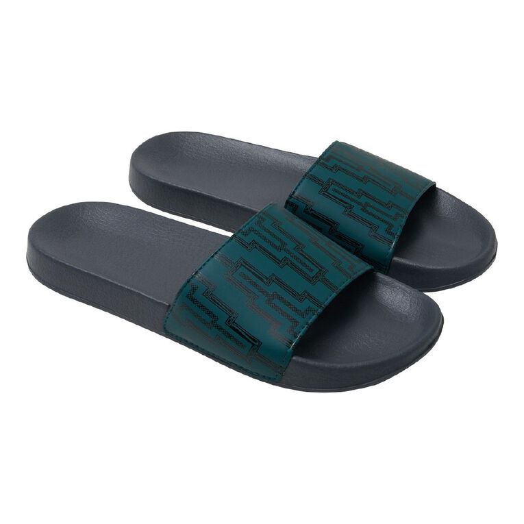 Karanga Ink Karanga Ink Men's Slides, Black/Green, hi-res