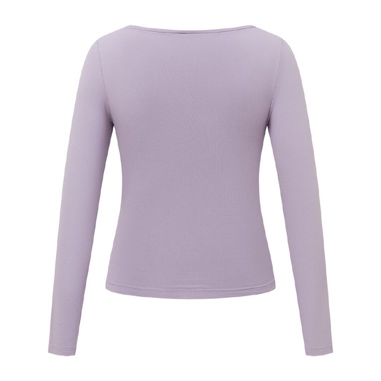 H&H Women's Contour Boat Neck Top, Purple Light, hi-res