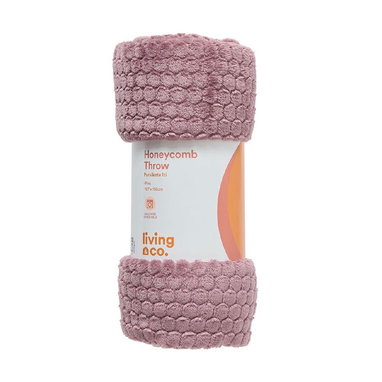 Living & Co Throw Honeycomb Pink 127cm x 152cm, , hi-res