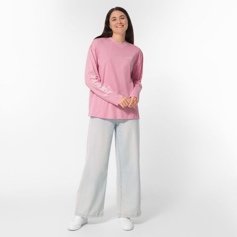 H&H Women's Long Sleeve Graphic Print Tee, Pink Mid, hi-res