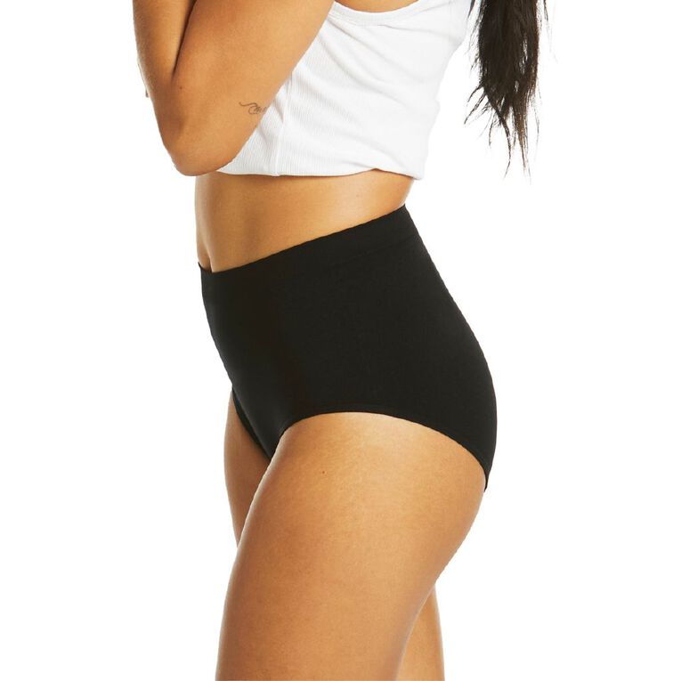Love Luna Women's Seamfree Period Full Briefs, Black, hi-res