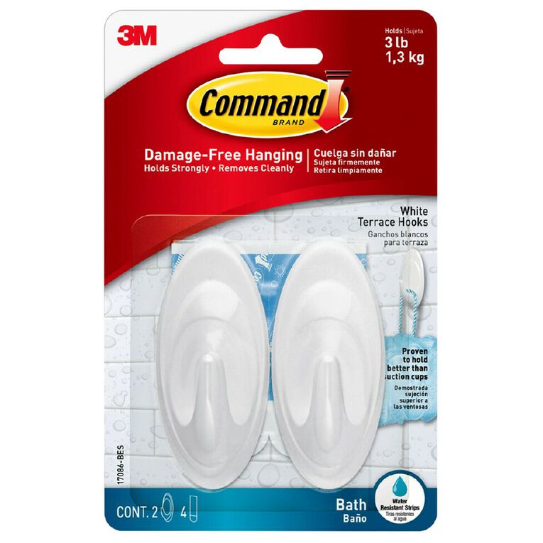 Command Command Quartz Terrace Bath Hooks Pack, , hi-res