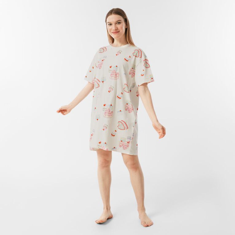 H&H Women's Boxy T-Shirt Nightie, White, hi-res