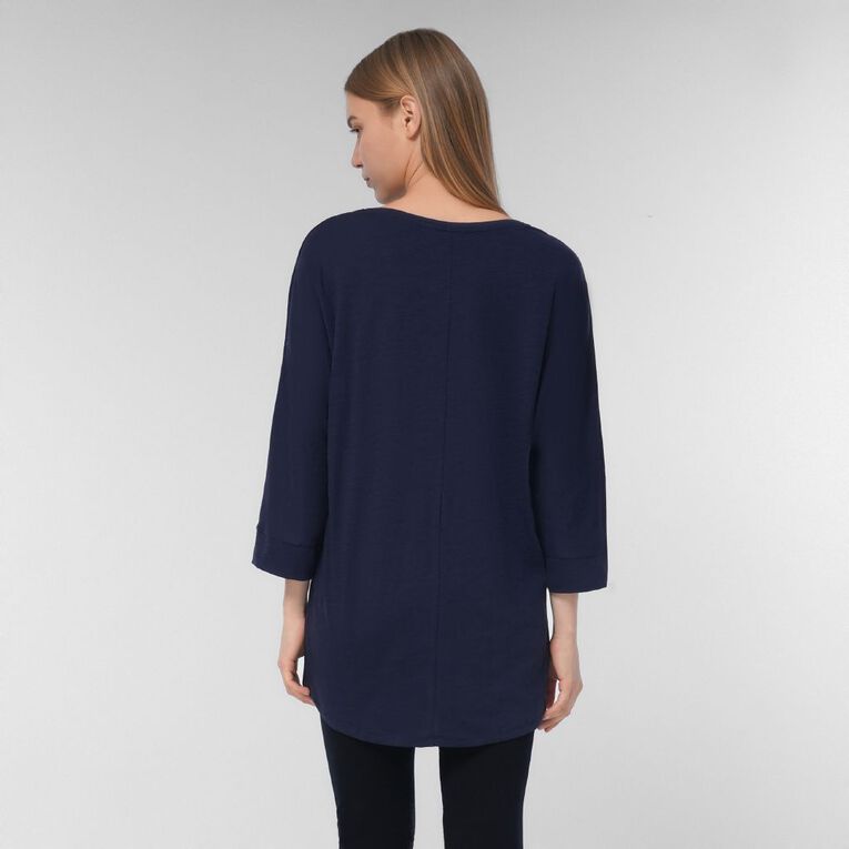 H&H Women's 3/4 Batwing Tunic Top, Blue Dark, hi-res