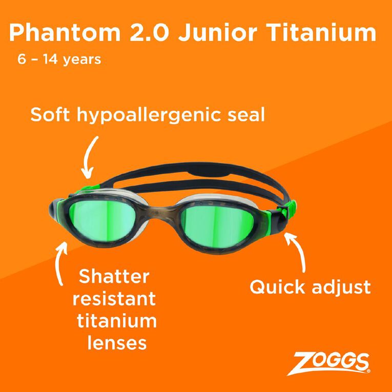 Zoggs Phantom Junior Titanium Black, , hi-res