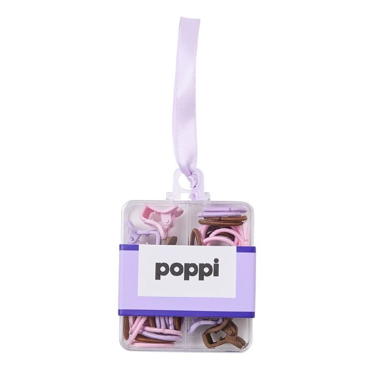 Poppi Elastic Bands and Mini Clip Set Teddy, , hi-res