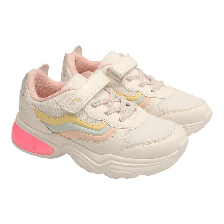 Active Intent Senior Kids' Kitty Light Up Sneakers, White, hi-res