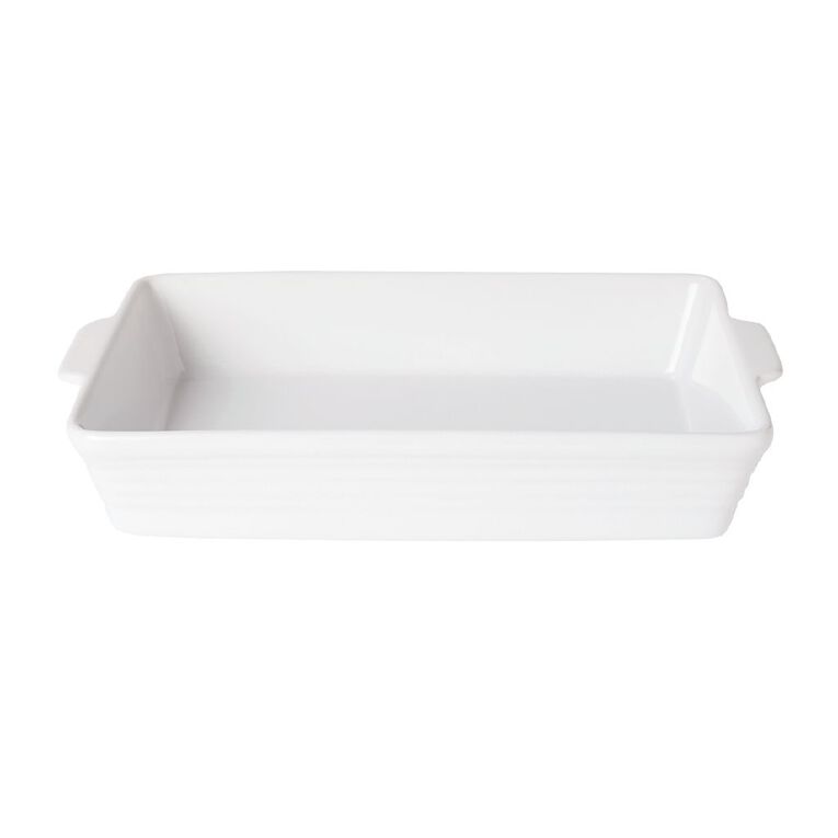 Living & Co Ceramic Rectangle Baker White 40cm x 25cm x 7cm, , hi-res
