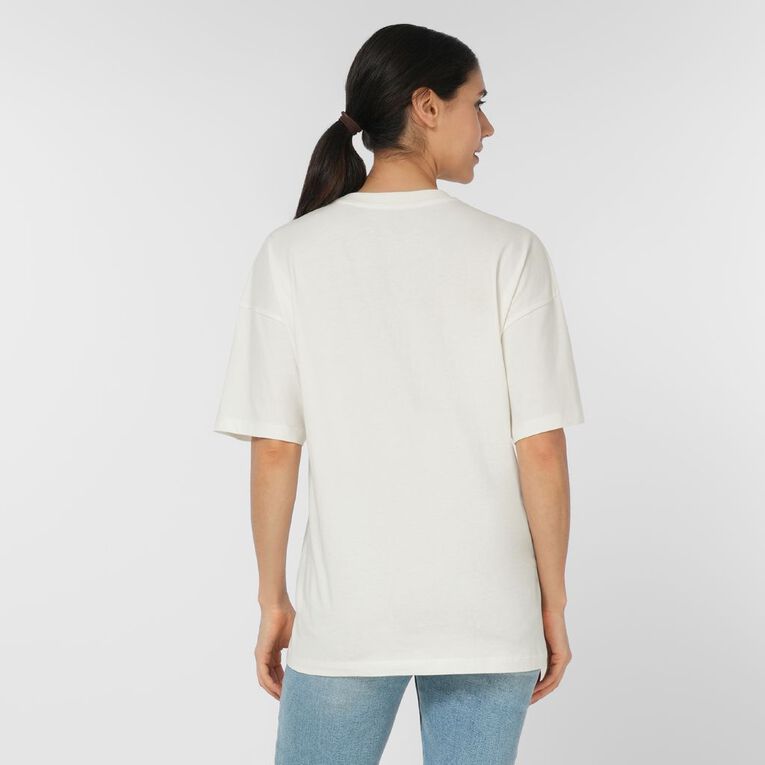 H&H Women's Short Sleeve Boyfriend Graphic Tee, Cream, hi-res