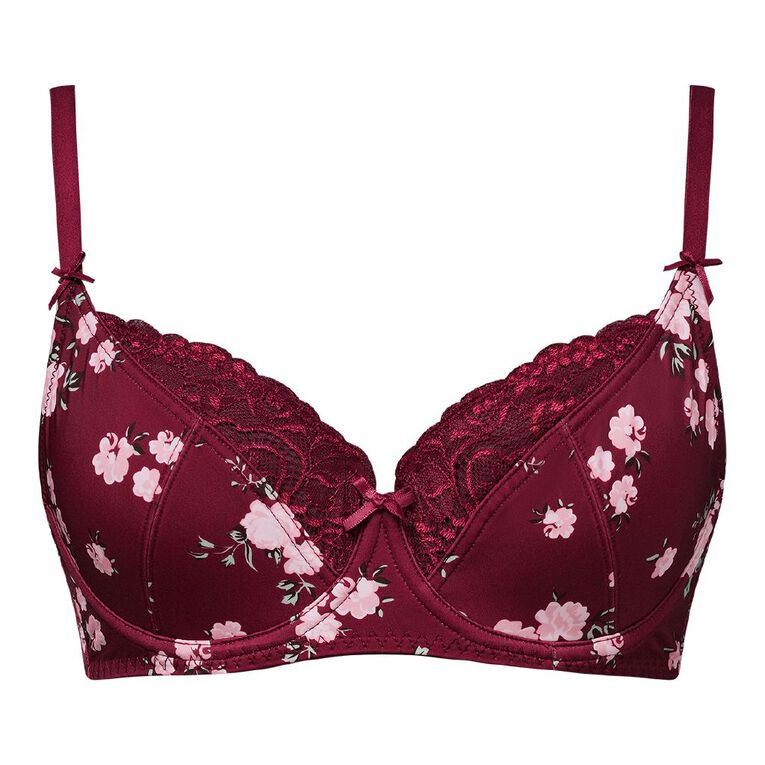 H&H Women's Ivy Lace Underwire Soft Cup Bra, Red Dark, hi-res