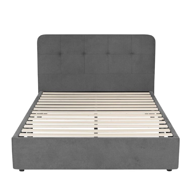 Living & Co Upholstered Storage Bed Grey Queen, , hi-res
