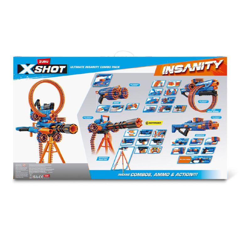 Zuru X Shot Insanity Rage Fire Mad Mega Barrel Berzerko Manic Combo Pack, , hi-res