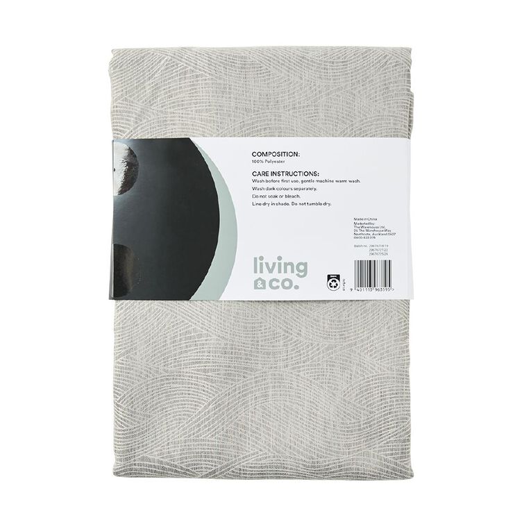 Living & Co Table Cloth Jacquard Wave Grey Mid, , hi-res