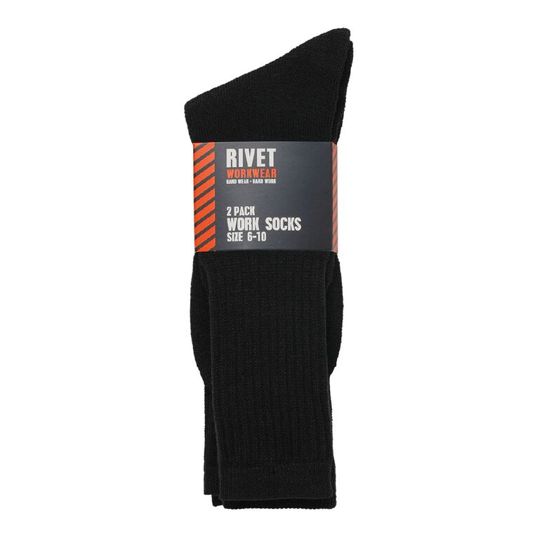 Rivet Men's Work Socks 2 Pack, Black S26, hi-res