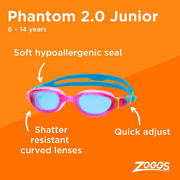 Zoggs Phantom 2.0 Junior Pink Turquoise Tint Blue, , hi-res